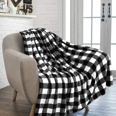 China Anti-pilling Wholesale Custom Sublimation Throw Blanket Buffalo Plaid Blanket Flannel Fleece Blanket for sale