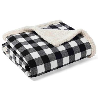 China Custom sublimation buffalo print knitted baby sherpa flannel fleece blanket anti-pilling blanket for winter for sale