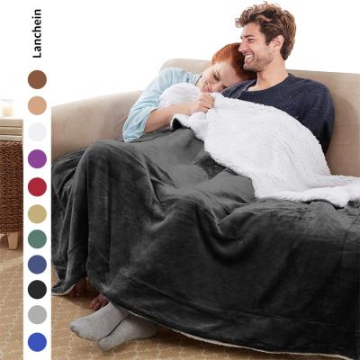 China Luxurious Custom Black Super Soft Plush Double Layer Anti-pilling Sherpa Throw Blanket Blanket for sale