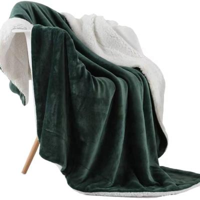 China 100% Super Soft Fuzzy Warm Olive Green Anti-pilling Winter Plush Blanket Bed Sherpa Fleece Blanket Polyester 2021 for sale