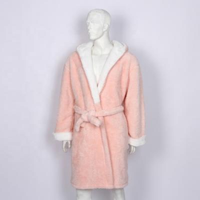 China Anti-pilling Customized Hooded Winter Fleece Robe Women Warm Long Solid Nightgown Long Robes for sale