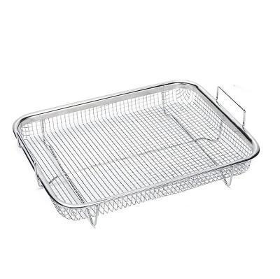 China Cooking/Baking/Barbecue In Stock Air Fryer Basket Stainless Steel Grill Basket with Handles for sale