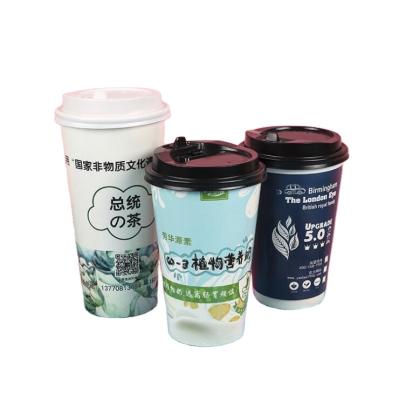 China Custom Disposable Cold Beverage Cola Drink Cups Paper Coffee Factory Wrapping Paper Water Milk Juice Cup Takeout Wholesale for sale