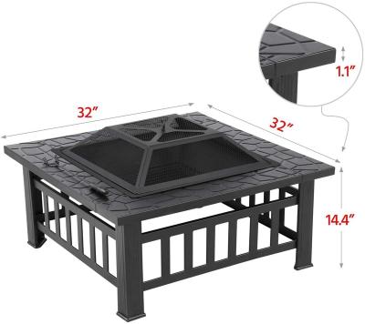 China Outdoor fire pit 32 square charcoal firepit smokeless cold plate heater quality mail order packing 34 inch table fire pit for sale