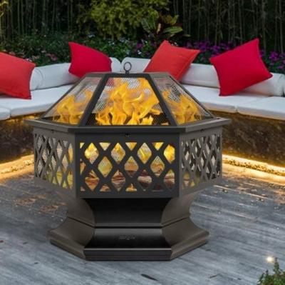 China Hex Shaped Cold Sheets 24 Inch Fire Pit For Garden, Backyard, Poolside Steel Hexagon Fire Stove Bowl Fire Pit for sale