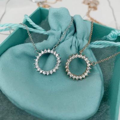 China New 2022 silver Korean simple women's silver sunflower sunflower zircon simple 2022 necklace punks CIS fashion temperament S925 shorts clavicle chain neck chain for sale