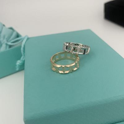 China S9 25 index silver punk hollowed out simple ring minority design wide feeling female exquisite advanced torques for sale