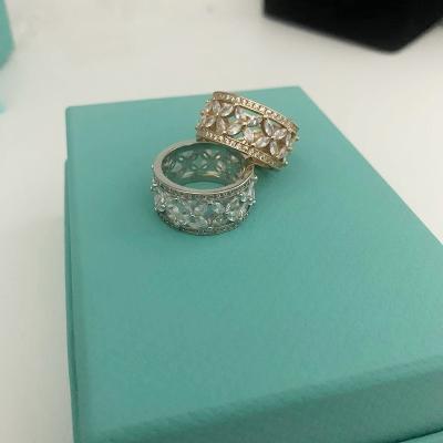 China European and American silver punk full set luxury zircon ring luxury full ring, fashionable and soft, food female is hollow and for sale