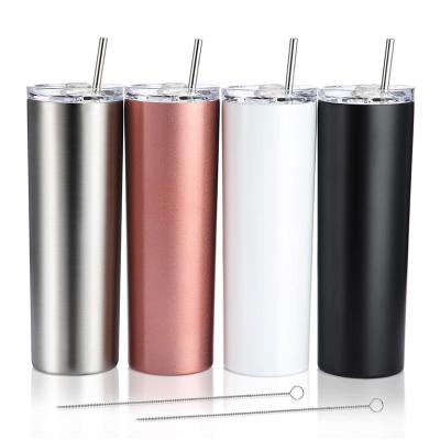 China Sustainable Stainless Steel 20oz Straight Powder Coated Water Bottle Double Wall Tumbler With Straw zu verkaufen