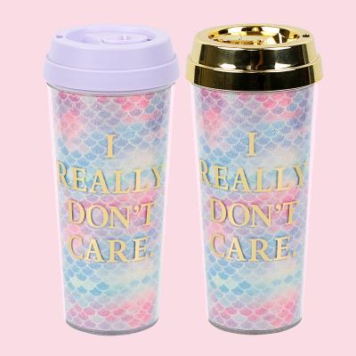 China 2019 Hot Products American Style Wholesale Gold Lid Acrylic Mug, Mermaid Tumbler Bpa Free Sparkling Vasos De Cafe en venta