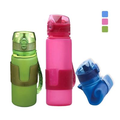 China Amazon Food Grade Water Bottle Silicone Portable Hot Sustainable Collapsible Collapsible Drinking Water Bottle for sale