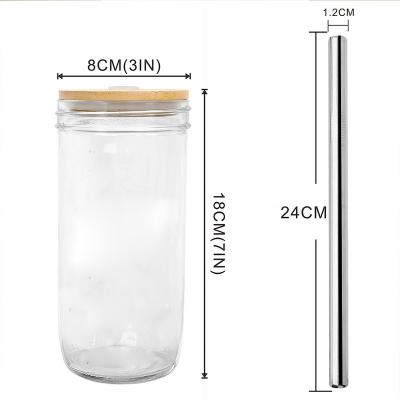 Κίνα BPA Free Wide Mouth Glass Tumbler Glass Water Bottle Travel Stocked Mug with Bamboo Lid and Silicone Protective Sleeve Straw προς πώληση