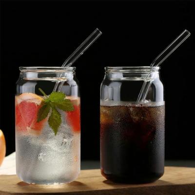 China Modern Sublimation Frosted Transparent Beer Can Mug Glass With Bamboo Lid Tumbler And Straw Te koop