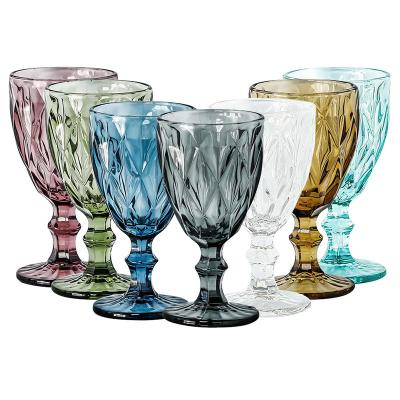 China Modern Hotel Restaurant Vintage New Product Water Cup Colored Glass Wine Goblet en venta