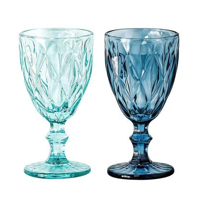 China Wholesale Customized Best Wedding Party Colored Vintage Modern Amber Glass Goblets Blue à venda