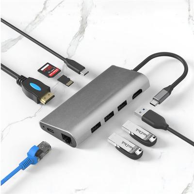 China USB Hub Power Adapter Super Laptop Data Transfer Speed ​​Aluminum Type-C with Card Reader Type C Adapter for sale