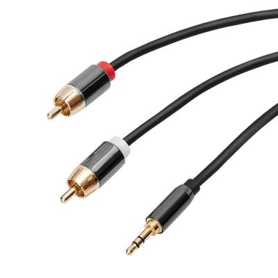 China dual aux. Professional Wear-Resistance 2RCA 3.5mm Plug Stereo Audio Amplifier Cable Low Noise Shielding Cable For Meeting Room for sale