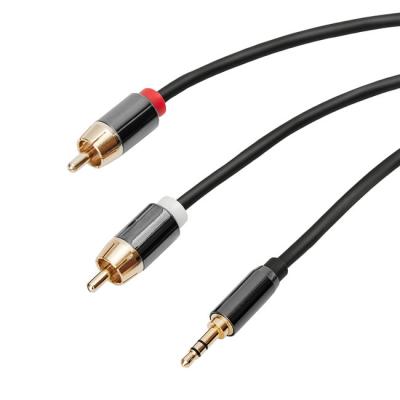 China High-End Pure Copper Wire RCA Male Black Wear-Resistance Stereo RCA Audio Cable / Aux Cable 2 Core RCA Cable. 3.5mm plug silver for sale