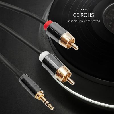 China Dual RCA Jack Cable Certified Combination Wear-Resisting Premium 3.5mm Plug To Aux Cable Car Hi-Fi Stereo Audio Cable. of the 2RCA socket for sale