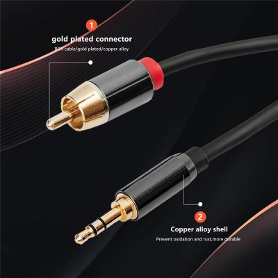 China 2RCA Cable Combination Wear-Resistance Male Male To Male Professional Audio And Video Cable 4.0mm OD 3.5mm To 2rca Audio Cable for sale