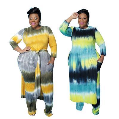 China Viable Women Plus Size Casual Clothing Tie Dye Long Printed Loose Dressconjoined Plus Size Dresses for sale