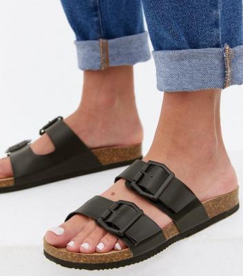 China Fashion Trend Summer New Style Colorful Women Men Buckle Double Strap Foot-bed Sliders Slippers For Women for sale