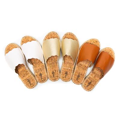 China Round Popular Natural Wooden Grain Insole Women PU Fashion Sneakers Soft Base Slippers for sale