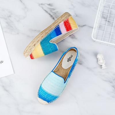 China Around The Wedge Colorful Cute French Binding Sneakers Effect Rainbow Canvas Fabric Fashion Women's Flat Shoes for sale