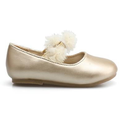 China Lovely Gold Flower Cute Popular Mesh Baby Round Shining Ballet Flats Elastic Compulsory Round Soft Toe Insole for sale