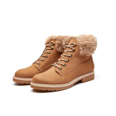 China OEM /ODM Round Custom Made Hot Work Brown Martins Genuine Leather Ankle Boots For Women High Top Platform Ladies for sale