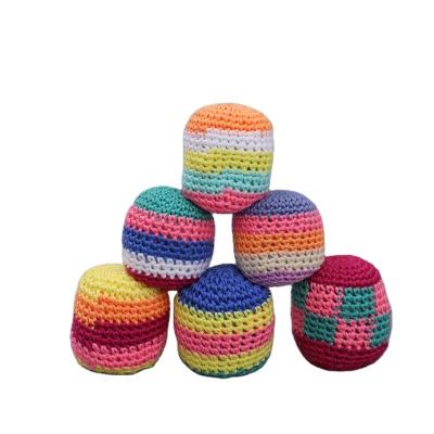 China Toy Factory Direct Woven Juggling Balls Colorful Knitted Hacky Soft Sports Bag Knitted Any Color Customized Balls Manual Sewing Wholesale for sale