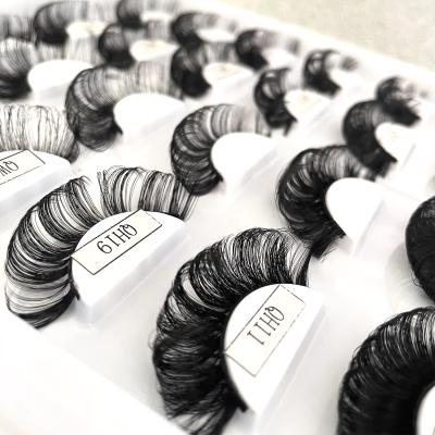 China Comfortable Wholesale Russian Long Strip Lashes Deep Black D Loop Eyelash Custom Private Label Black Eyelash for sale