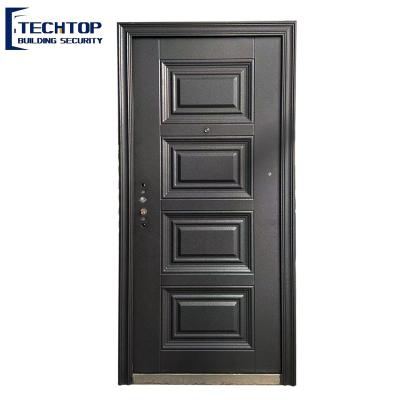 China Cheapest Modern TECHTOP Security Door Powder Coating Steel Iron Door for sale