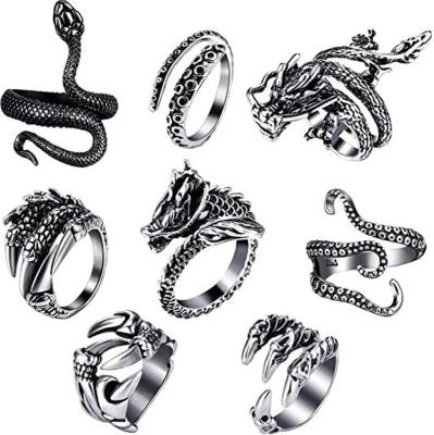 China Retro Hip Hop Jewelry Hot Selling Hiphop Silver Punk Rock Ring for sale