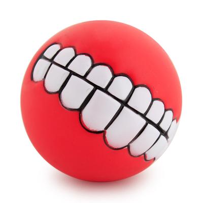 China Viable Funny Teeth Dog Ball Toy Chewing Toy Squeaky Ball Toy for sale