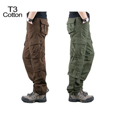 China Anti-static Mens Camouflage Cotton Linen Pants Army Military Tactical Fans Combat Rise Hunting Multi Pockets Worker Cargo Breeches Trousers for sale