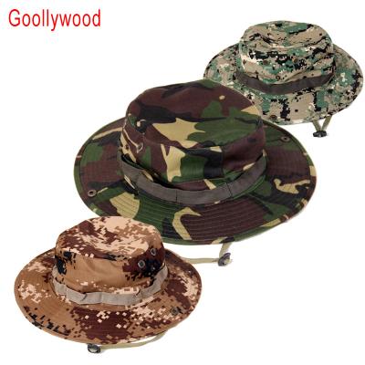 China Camouflage Picture Men's Military Tactical Bucket Hat Wide Brim Safari Fishing Hat Boonie Cap For Hunting Shooting Climbing for sale