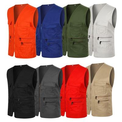 China Men's Anti-Shrink Multi Pockets Promotion Vest Bibs Vest For Advertising Photography Fishing Journalist Volunteer Vest Custom Copy for sale