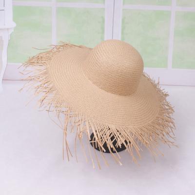 China Straw Floppy Hat Summer Sun Wide Brim Straw Hat Super Extra Large Rough Picture Women's Wide Brim Beach Sun Visor Paper Hat for sale