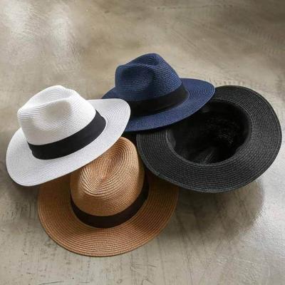 China Custom Straw Panama Hat Wide Brim Ribbon of Character Printing Paper Printing Straw Hat Mexico Sombreros Summer Beach Sun Straw Hat for sale