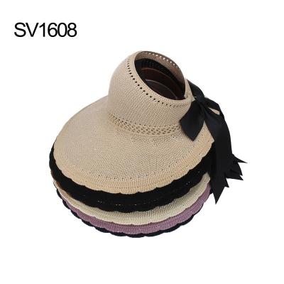 China Dobby Women Fashion Air Top Visor Hat Summer Sun Wide Brim Beach Hat for sale