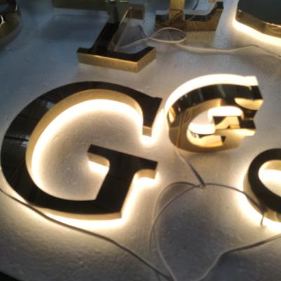 China Buildings Gold Mirror Swept Sign Backlit 3d Channel Letter Led Outdoor Sign Led Signage 3d Letters for sale