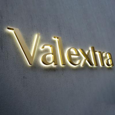 China Buildings Reverse For 3d Wall Gold Signage Signs Backlit Reflected Logo Light Lighting Mini Acrylic Led Channel Letter Sign for sale