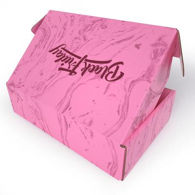 China Custom Logo White Pink Corrugated Carton Biodegradable Custom Mailing Mailing Box Apparel Packaging For Dress Fabric Underwear Shirt Courier Gift Box for sale