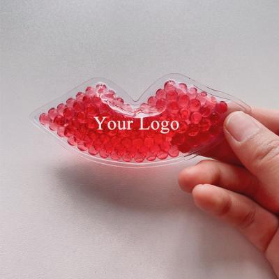 China PVC EN-71 Printing Your Logo Medical Lip Hot Cold Package Beads Plastic Surgery Lip Shape Gel Ice Pack for sale