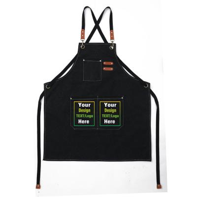 China CUSTOM LOGO Barber Chef Multi Pocket Men Women Canvas Cooking Denim Kitchen Apron Customized Logo Aprons for sale