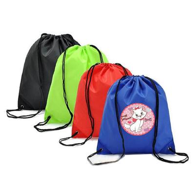 China Waterproof Custom Logo Drawstring Backpack Black Bag With Your Design Printed Image Text for sale