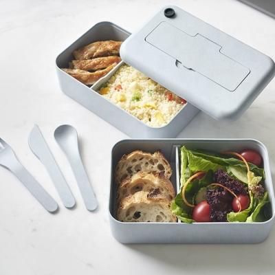 China Freshness Preservation Food Grade Canteen Kit Wheat Straw Eco Friendly Lunch Box with BPA Free Storage Cutlery Set Food Container for sale