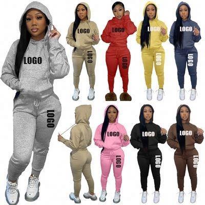 China Winter Women Breathable Custom Hoodie 2 Piece Sweatsuit Set Tracksuit Casual Sports Outfits Joggers Fleece Lined Pants Trousers Two Piece Set for sale