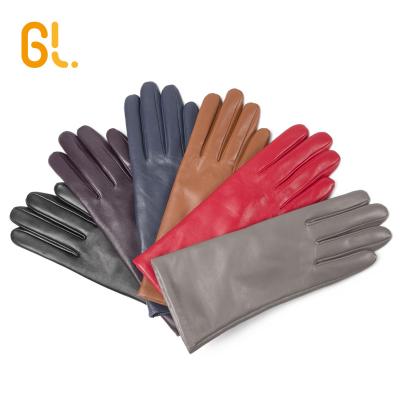 China BW101 classics A-W Girls Ladies Wholesale fashion genuine winter lamb sheepskin driving wool scratching leather gloves for women for sale